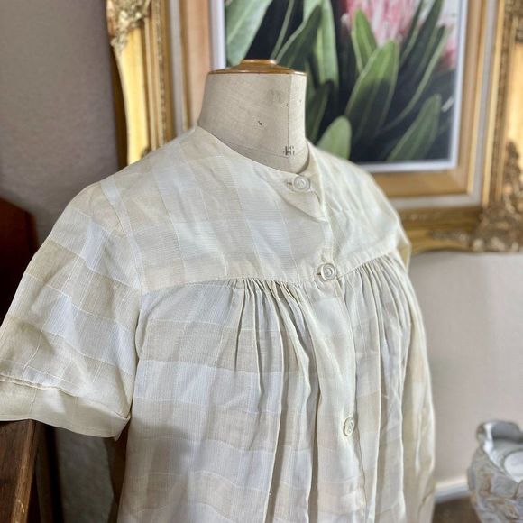 Vintage Bohemia Folk Costume Undershirt Long Shirt Slovakian Ethnic Window Pane - Picture 4 of 9